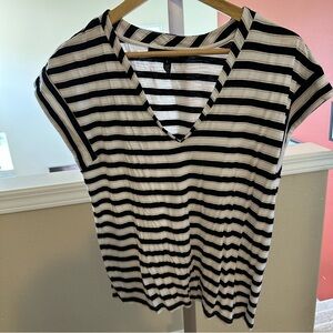 White House Black Market Striped Cap Sleeve Tee